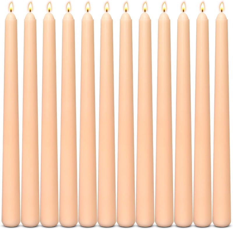 Sihuida 12-Pack Light-Orange Taper Candles, 10 Inch Unscented Dripless Candlesticks, Long-Lasting Burn Time of 7-8 Hours, Perfect for Fall Harvest Halloween Thanksgiving Dinners Parties and Home Décor - Image 1
